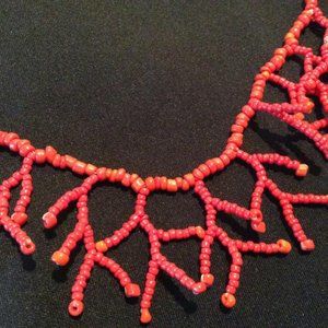 Coral beaded 5-way rare handmade necklace